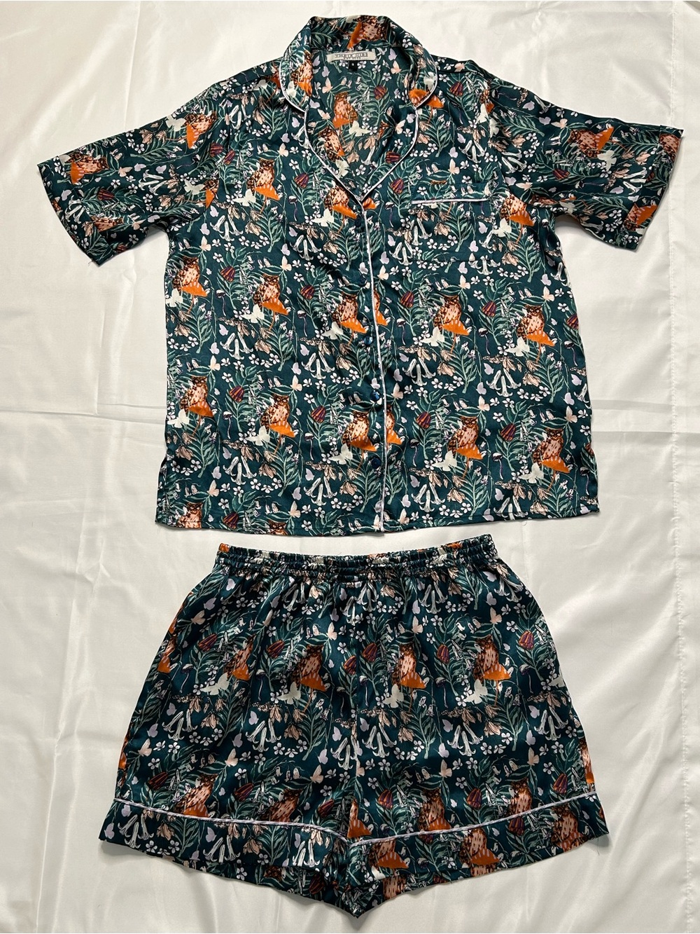 Their Nibs Women’s Size S Owl Botanical Print 2-Piece Pajama Set Shorts